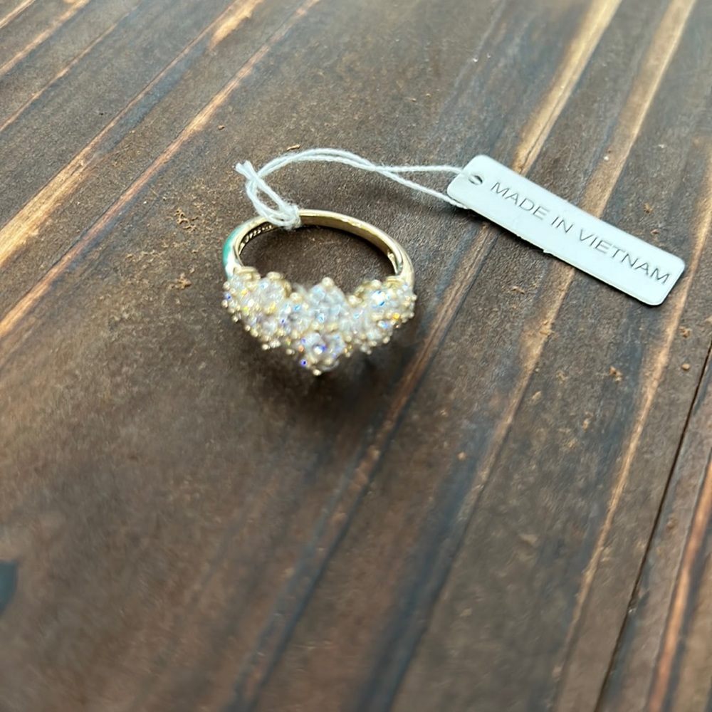 Yellow gold plated, sterling silver zirconia cluster ring